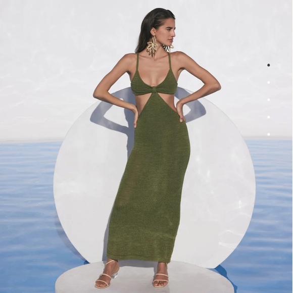 Cult Gaia Serita Dress In Olive Size Xs 